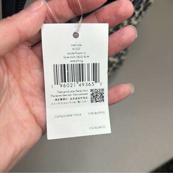 Kate Spade Floral Everything Tote Blue Medium Crossbody Strap & Top Handle NWT - Picture 4 of 8